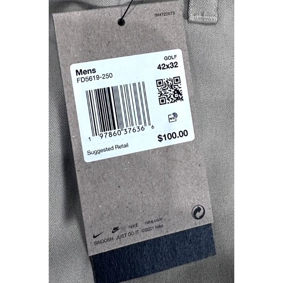 Nike Standard Fit Repel Golf Pants Chino Golf Pants Khaki FD5619-250 Men's 42x32 - Picture 13 of 13